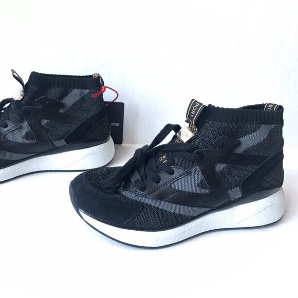 Roberto Cavalli Sport Patterned High-Top Sneakers
